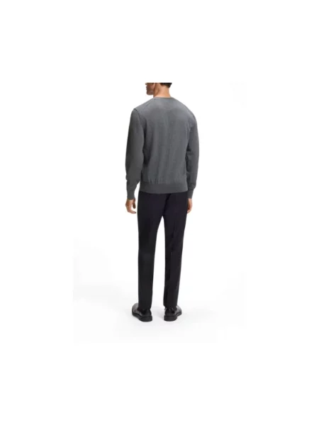 Lniany sweter Boss szary