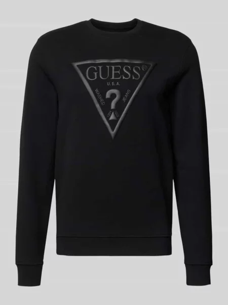Bluza dresowa w kroju regular fit z detalem logo model Audley' Guess czarna