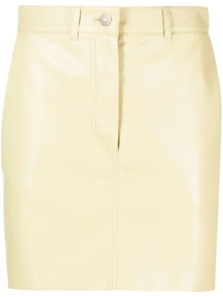 Mała mały spódnica skórzana Nanushka żółta