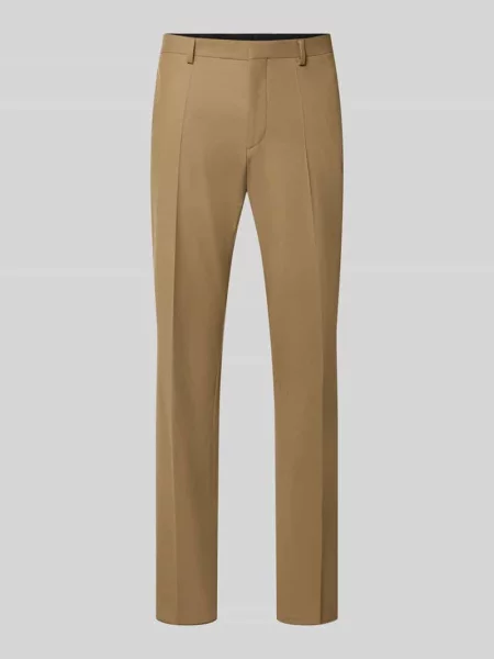 Super krój slim fit spodnie garniturowe z mieszanka wełny model Hugo beżowe