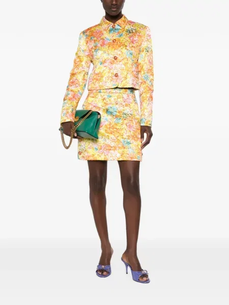 Decupat geacă Versace cu model floral cu imagine galben