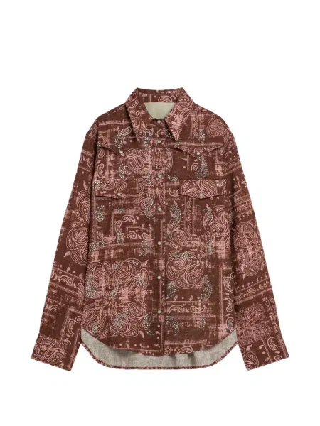 Cămașă A Paper Kid cu model paisley maro