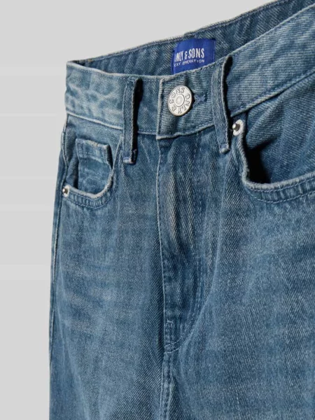 Jeansy o kroju straight fit z czystej bawełny model ‘EDGE’ Only & Sons niebieskie