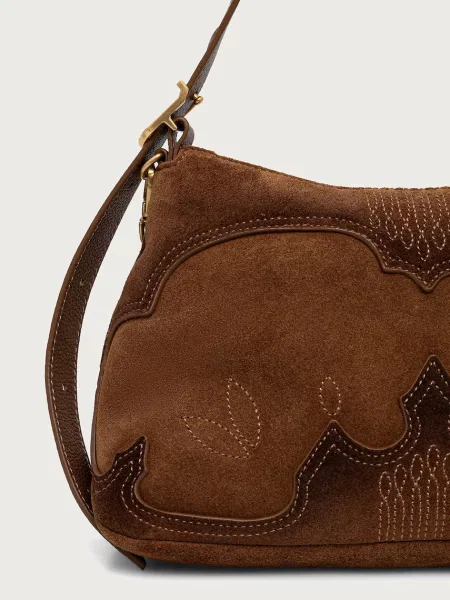 Zadig&Voltaire keresztpántos táska női velúrbőr JIM barna