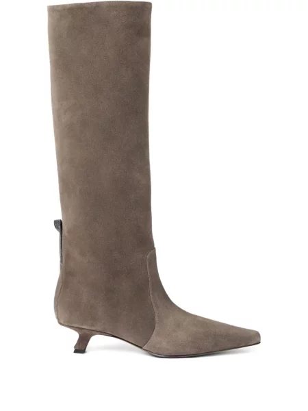 Botine Brunello Cucinelli din piele de căprioară maro