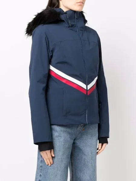 Sztuczne futro kurtka narciarska Rossignol niebieska