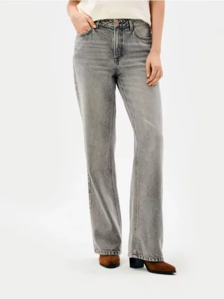 Джинси широкого крою з високою талією сірий