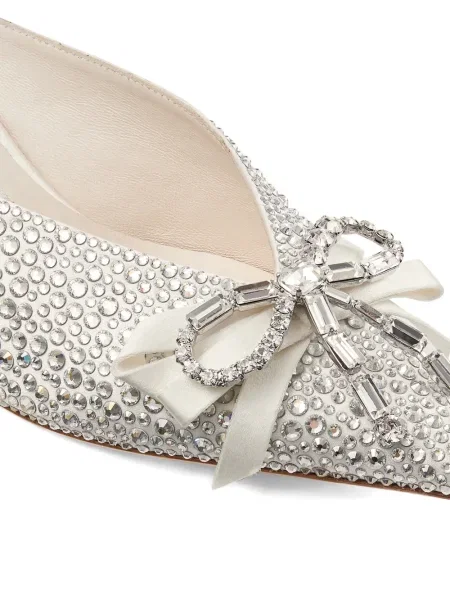 Papuci tip mules Jimmy Choo cu funde argintiu