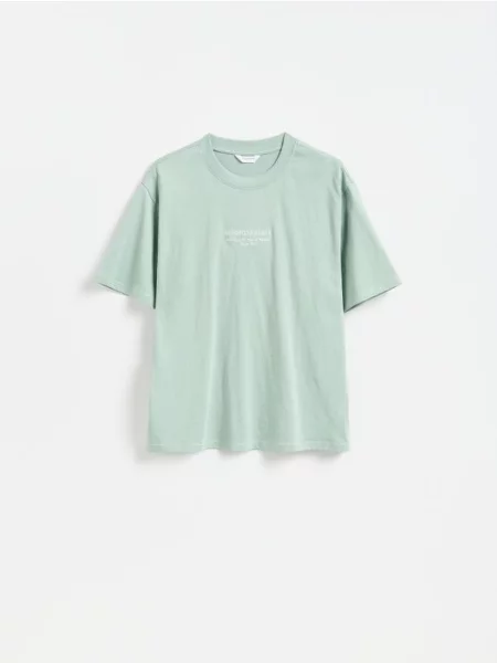 Reserved Tricou cu croială lejeră cu broderie verde-pal verde