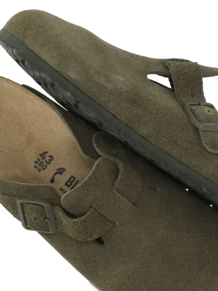 Saboți Birkenstock din piele de căprioară verde