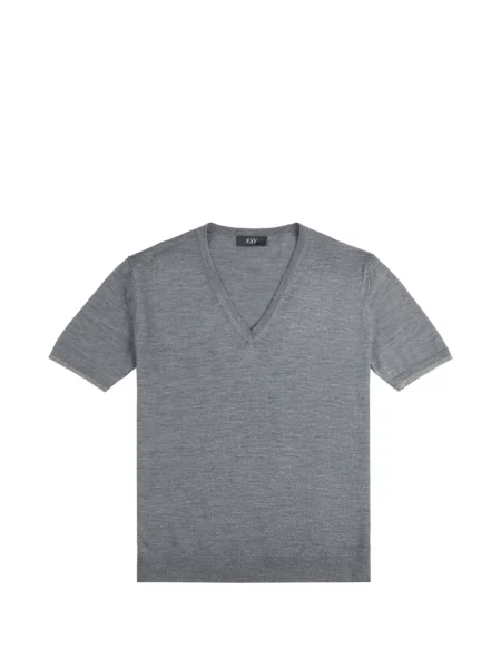 Scurt tricou Fay cu decolteu în V gri