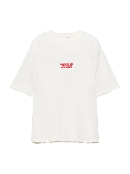 Pull&Bear Tricou roșu intens alb