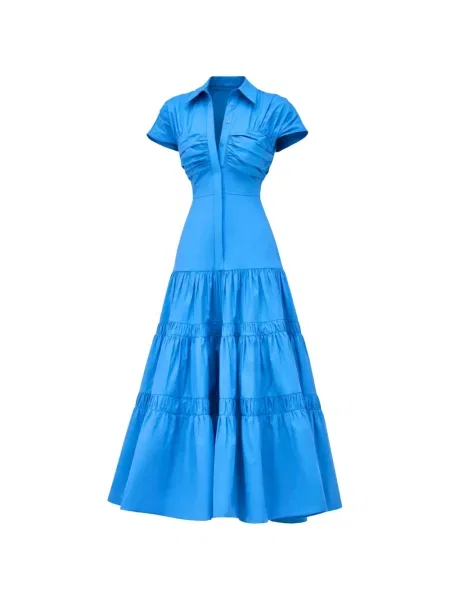 Warstwowa sukienka Alexis z falbankami garniturowa niebieska