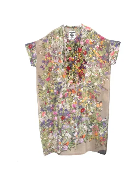 Jedwabna sukienka midi Anntian w kwiatki z nadrukiem