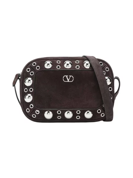 Lniana torba crossbody Valentino Garavani brązowa