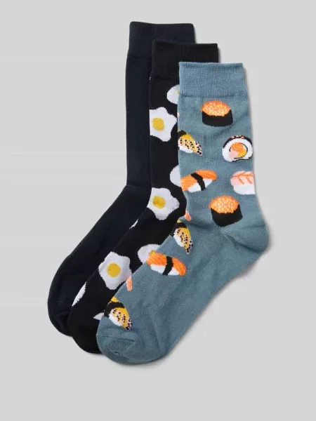 Skarpety z elastycznymi prążkowanymi ściągaczami w zestawie 3 szt. Jack & Jones czarne