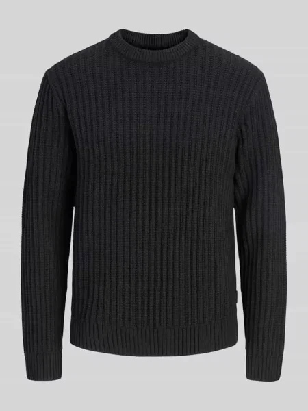 Sweter z dzianiny o kroju regular fit z mieszanka bawełny model AXON' Jack & Jones czarny