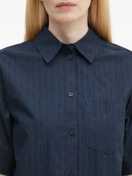 Rochie tip cămașă Samsøe Samsøe cu dungi scurtă de costum albastru