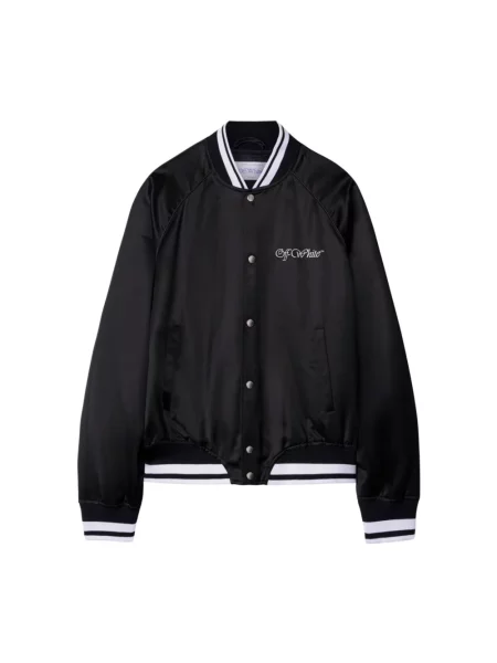 Haftowany satynowy kurtka bomber Off-white biały