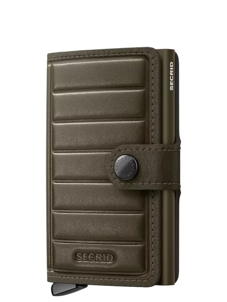 Secrid portofel RFID din piele EMBOSS LINES verde