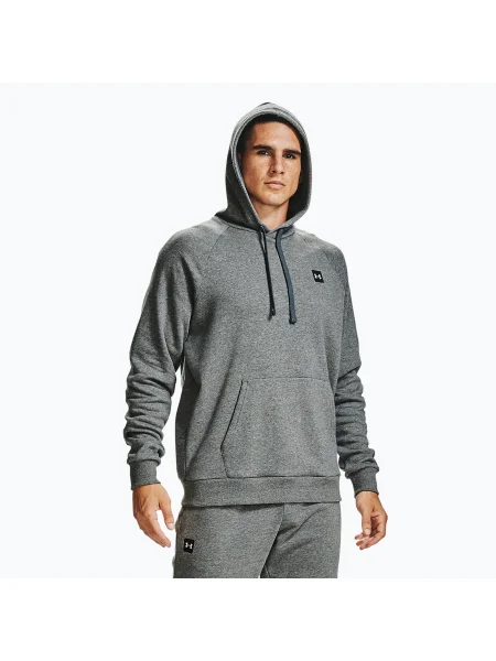 Мъжки суитшърт Under Armour Rival Hoodie pitch gray light heather/onyx white бяло