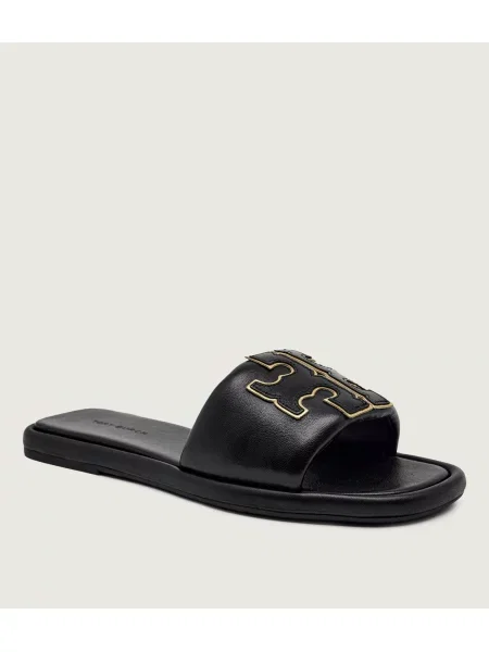 TORY BURCH De piele șlapi DOUBLE T SPORT SLIDE negru