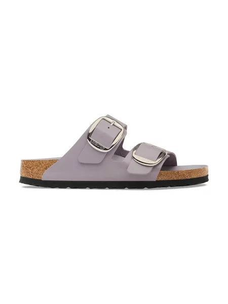 Papuci Birkenstock din piele cu cataramă violet