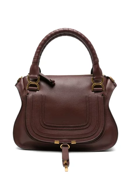 Δερμάτινη τσάντα shopper Chloé καφέ