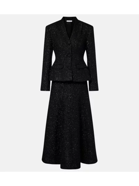 Bouclé rochie midi Self-portrait negru
