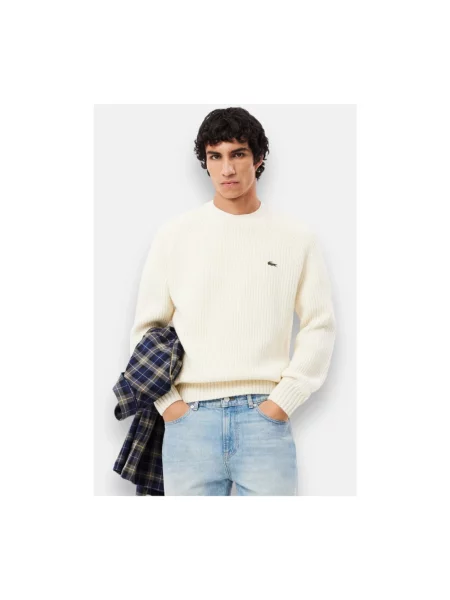 Sweter Lacoste wełniany beżowy