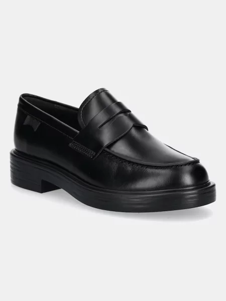 Camper mocasini de piele Dean femei cu plat negru