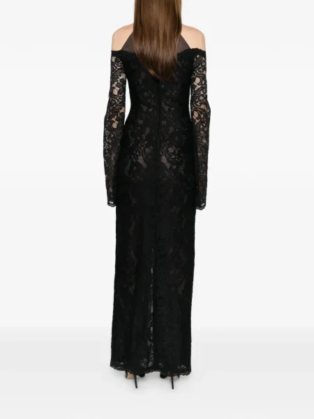 Rochie maxi Axel 113 din dantelă lungă de costum negru