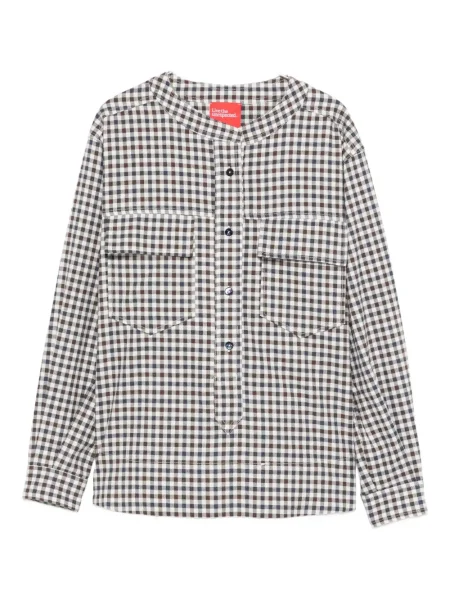 Koszula Merci w kratkę z nadrukiem brązowa