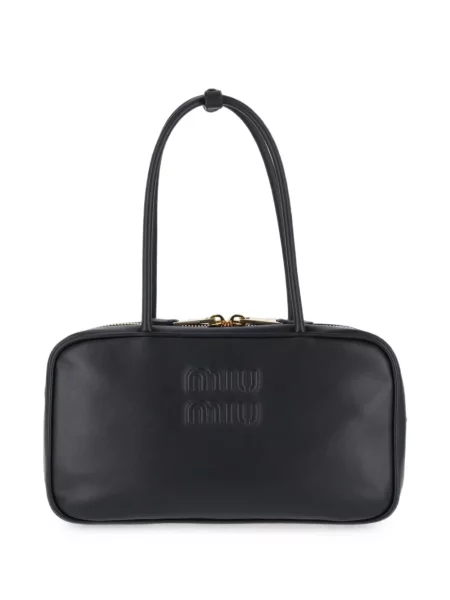 Top Miu Miu din piele negru