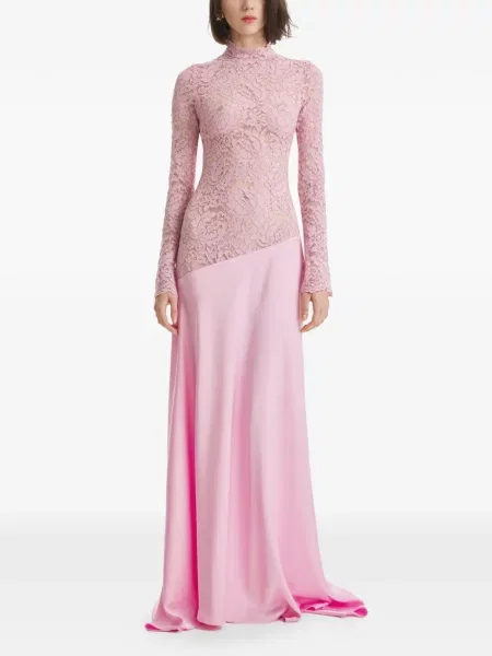 Rochie maxi 2310 Studio din dantelă lungă de costum roz
