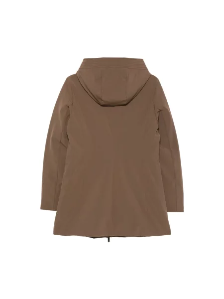 Parka Woolrich z kapturem brązowa