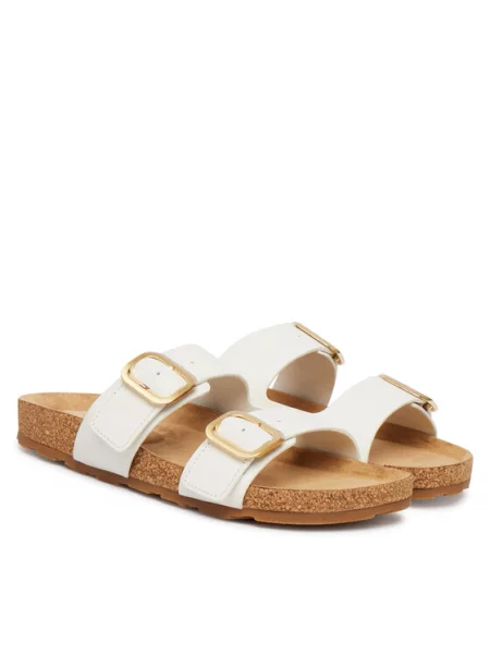 Tommy Hilfiger Natikači Double Strap Cork Sandals bela