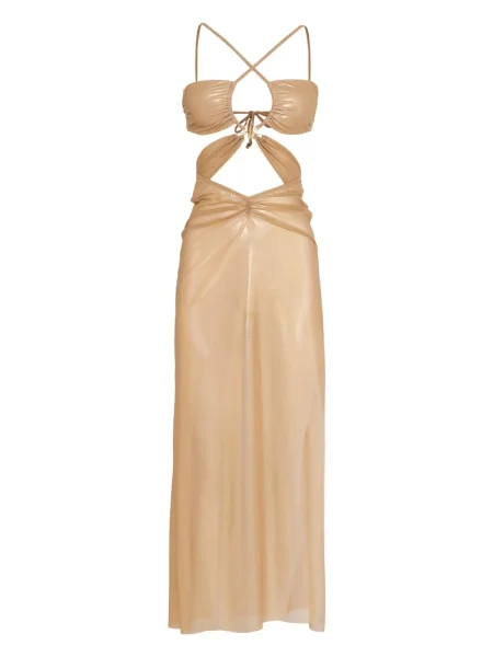 Rochie midi Amir Slama până la genunchi de costum auriu