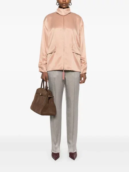 Satynowa kurtka Giorgio Armani brązowa
