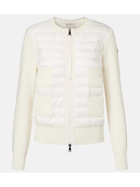 Geacă cu puf Moncler tricotate alb