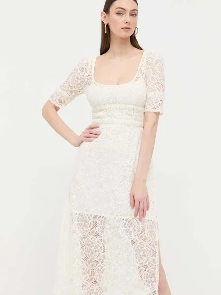For Love & Lemons rochie midi drept bej