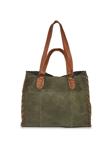 Semišová shopper kabelka Pieces khaki