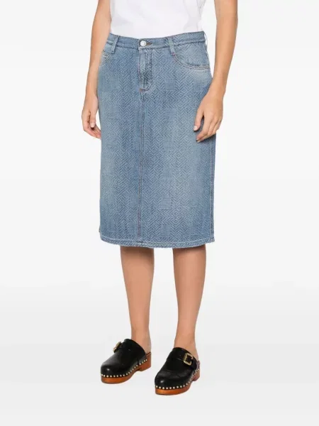 Fustă din denim Ermanno Scervino cu model herringbone albastru