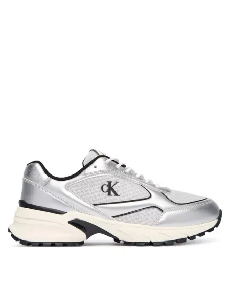 Superge Calvin Klein Hike Runner Laceup Mesh Mix Met Srebrna siva