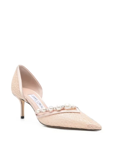 Pantofi cu toc Jimmy Choo cu perle roz