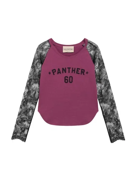 Lniany top Valentino Garavani fioletowy