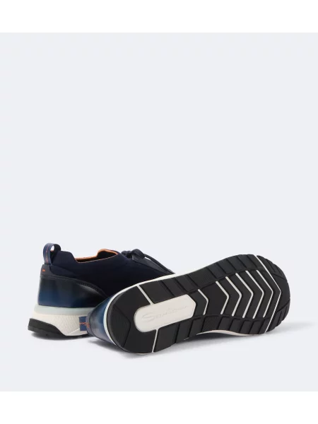 Sneakerși Santoni din piele albastru