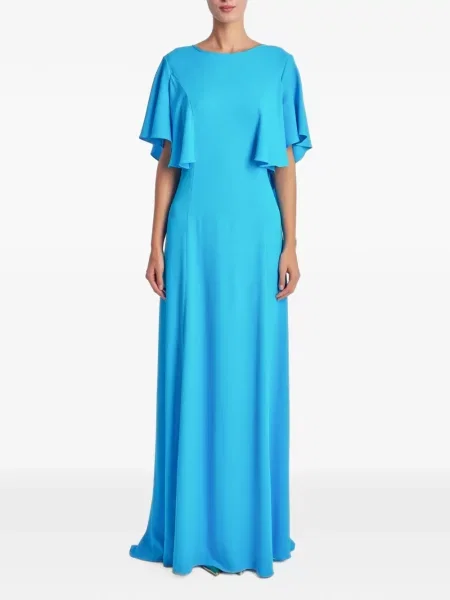 Rochie maxi Irina Schrotter cu volane albastru