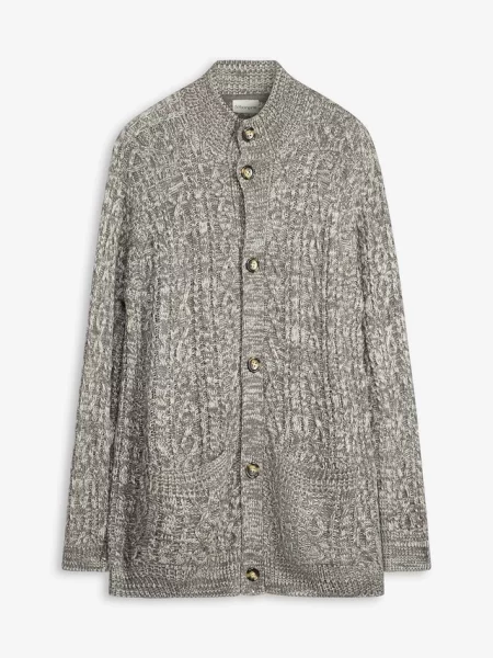 Sweter z grubej dzianiny ze stójką szary
