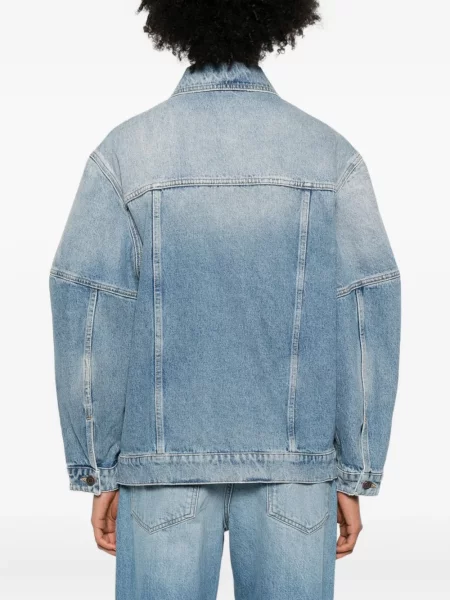 Geacă de blugi Moschino cu motiv cu inimi albastru